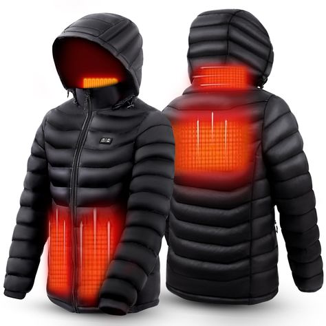 PRICES MAY VARY. Polyester Imported Polyester lining Zipper closure Machine Wash 【Four-Zone Heating】 Self heat jacket men heat on both sides of the abdomen, back, and neck. Rapidly warm up in three seconds with 7.4V power bank, ensuring full-body warmth for activities like camping, skiing, fishing, hiking, or cycling. Even at home, providing relief for tight muscles and reducing stress, leaving you feeling more comfortable and relaxed. 【Independent Temperature Control】 Heated jacket for men, equ Thermal Jacket, Heated Jacket, Blue Puffer, Warm Winter Jackets, Safety Clothing, Puffy Jacket, Jacket For Women, Jacket For Men, Detachable Hood