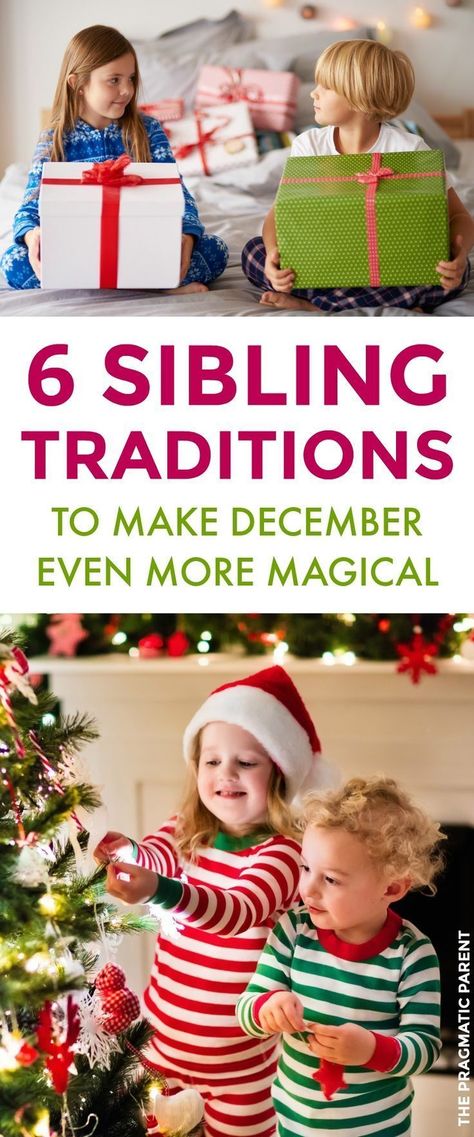 Sibling Christmas Traditions: Kids Will Delight in the Excitement of the Holidays Together. Make Christmas Even More Magical. Give your kids their own family traditions to cherish with one another year after year. Xmas Traditions, Christmas Traditions Kids, Traditions To Start, Christmas Eve Traditions, Christmas Traditions Family, Christmas Activities For Kids, Magical Christmas, Christmas Games, Christmas Activities