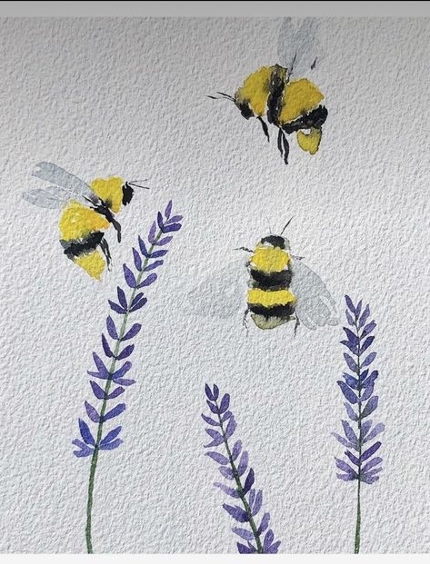 Water Colour Art Simple, Water Paint Beginner, Cute Bee Painting Simple, Watercolor Art Ideas Simple, Simple Easy Watercolor Paintings, Watercolour Ideas Easy, Water Painting Ideas Easy, Easy Flower Watercolor Paintings, Simple Watercolor Paintings Ideas Easy