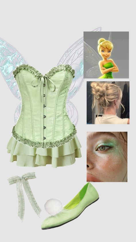 tinkerbell costume, halloween 2024, unique halloween costume, couple goals, couples costumes, blond halloween cotumes, group halloween costume Tinkerbell Costume Aesthetic, Green Dress Costume Ideas, Tinkerbell Couple Costume, Tinkerbell Costume Group, Green Costume Ideas, Tinkerbell Costume Halloween, Blonde Halloween Costumes Ideas, Halloween Costumes Blonde, Green Halloween Costumes