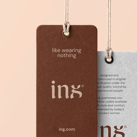 Logo Branding and Packaging Design for "ing" a Brand For Premium Undies - World Brand Design Society Fabric Branding Design, Hangtag Design, Premium Branding, Packaging World, Packaging Logo, Clothing Labels Design, Hang Tag Design, Brand Strategy Design, Clothing Brand Logos