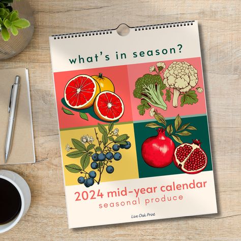 Mid-Year Calendar 2024 | Academic Calendar 2024-2025 | Seasonal Fruits and Vegetables | Mid Year July Start Calendar This is a MID YEAR calendar! It starts in July 2024 and goes until June 2025 - Making it perfect for a mid year calendar, academic calendar 2024-2025, school year calendar, and more! It also would make a great start of the schoolyear gift for teachers! What's in Season? Seasonal Produce, Fruits and Vegetables, Kitchen Wall Calendar 2024 - Wall Calendar 2024 | The Perfect Christmas Kitchen Wall Calendar, Produce Calendar, Vegetable Calendar, Etsy Calendar, Plant Calendar, Graphic Design Calendar, Kitchen Calendar, Food Calendar, Calendar Design Inspiration