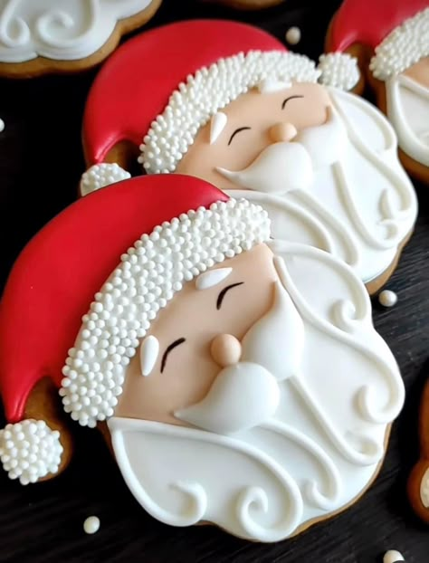 Gluten Free Vegan Christmas, Santa Cookies Decorated, Christmas Cookies Sugar, Sugar Cookies Gluten Free, Christmas Cookies Packaging, Christmas Sugar Cookies Decorated, Cookie Recipes Decorating, Cute Christmas Cookies, Birthday Cake Decorating Ideas