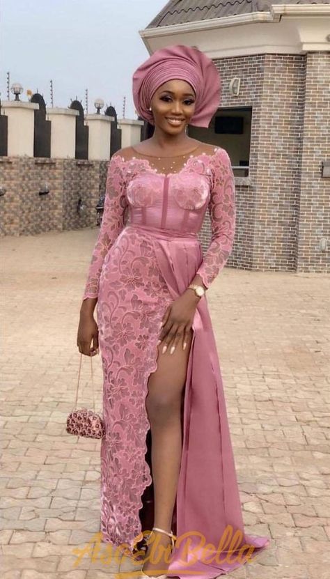 10 TRENDY ASO-EBI STYLES TO ROCK TO A WEDDING – BeeInspired Asoebi Lace Styles, Nigerian Lace Dress, Nigerian Dress Styles, Aso Ebi Lace Styles, Nigerian Dress, Nigerian Lace Styles, African Lace Styles, Lace Gown Styles, Lace Dress Styles