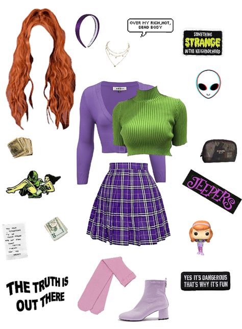 Modern Scooby Doo: Daphne Blake Outfit | ShopLook Modern Scooby Doo, Daphne Blake Outfit, Scooby Doo Diy Costume, Daphne Outfit, Daphne Halloween Costume, Scooby Doo Daphne, Daphne Costume, Girl Group Costume, Daphne Blake