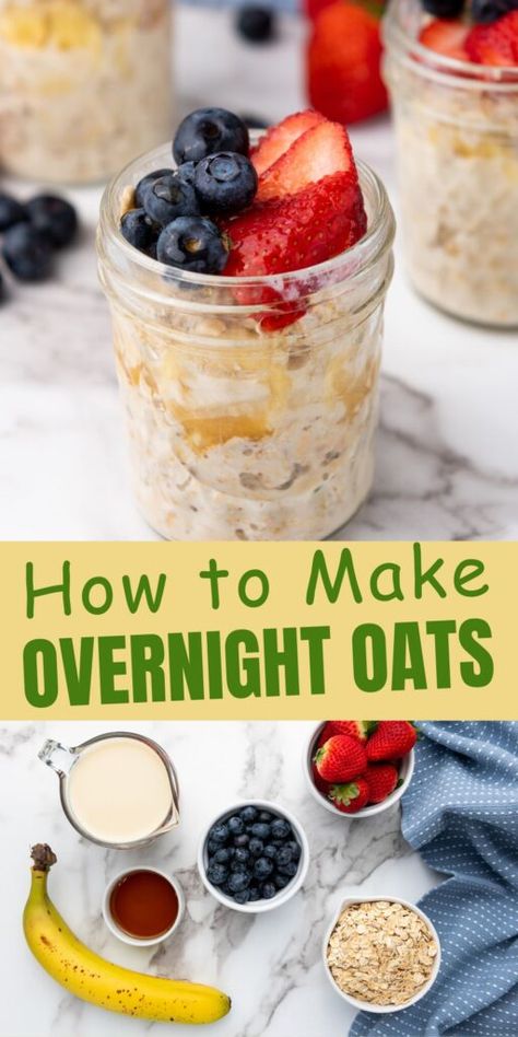 Basic Overnight Oats Overnight Oats How To, Overnight Oats Recipe For Diabetics, Overnight Oats Fruit, Overnight Oats With Water, Basic Overnight Oats, Basic Overnight Oats Recipe, Cook Oatmeal, Easy Overnight Oats, Cooking Oatmeal