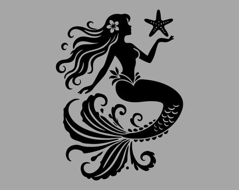 Mermaid Svg, Starfish Svg, Flower Svg, Mermaid Clipart, Mermaid Svg Files for Cricut, Mermaids, Mermaid Cut File, Laser, Silhouette - Etsy Türkiye Mermaid Pfp, Mermaid Stencil, Starfish Svg, Mermaid Clipart, Frozen Characters, Mermaid Svg, Real Mermaids, Beach Themed Party, Mermaid Lover