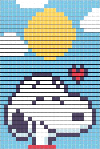 Snoopy Alpha Pattern, Simple Alpha Patterns, Beaded Snoopy, Charles Schulz, Pixel Drawing, Diy Perler Bead Crafts, Pixel Crochet, Pixel Art Grid, Pixel Image