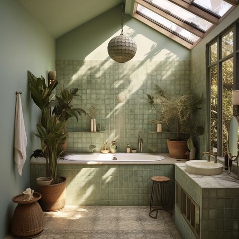 Oasis Bathroom, Farmhouse Small, Green Oasis, Casa Vintage, Dream House Rooms, Bath Room, Green Bathroom, Dream House Interior, Natural Elements