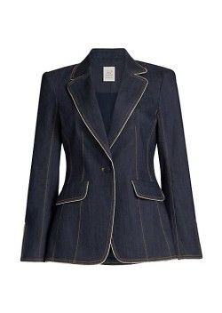 Cinq à Sept - Danicka Zipper Trim Blazer

$495.00 Denim Bows, Skirt Coverup, Chic Blazer, Cinq A Sept, Short Denim Skirt, Denim Outerwear, Embellished Denim, Denim Blazer, Tie Sleeve