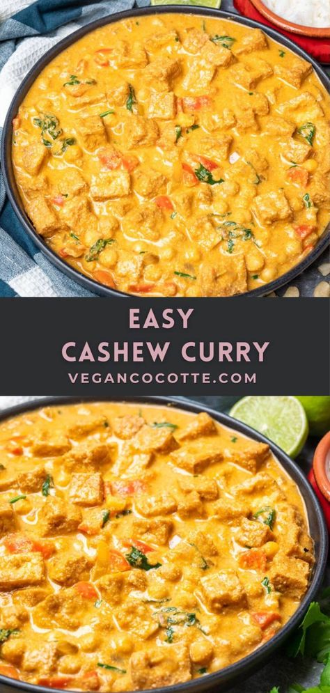 Vegan Curry Sauce, Cashew Butter Recipe, Cashew Curry, Black Forest Cake Recipe, Recipes Chili, Thai Curry Recipes, Cashew Recipes, Bowl Of Rice, Cake Pizza