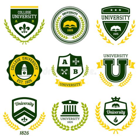 University and college crests. Set of university and college school crests and e , #spon, #crests, #college, #University, #Set, #emblems #ad Dr Logo, Photoshop Poster Design, Photo Elements, School Badges, Education Logo, University Logo, College Logo, Sports Graphic Design, College School