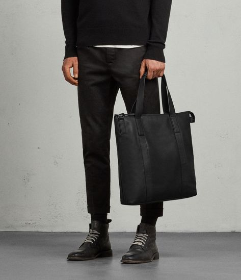 Mens Leather Tote Bag, Jackets Summer, Men's Totes, Black Image, 2024 Collection, Summer Essentials, Leather Jackets, Fun Bags, Leather Tote Bag