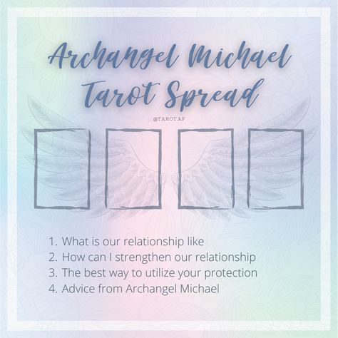 Angel Tarot Spreads, Witchy Cabinet, Spiritual Notebook, Tarot Guidance, Oracle Spreads, Tarot Card Layouts, Oracle Card Spreads, Angel Michael, Tarot Reading Spreads