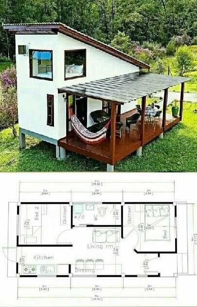 Tiny House Design Interior, Pelan Lantai Rumah, Tiny House Village, Tiny House Loft, A Small House, Deck Designs, Tiny House Floor Plans, Minimal House Design, Small House Design Plans