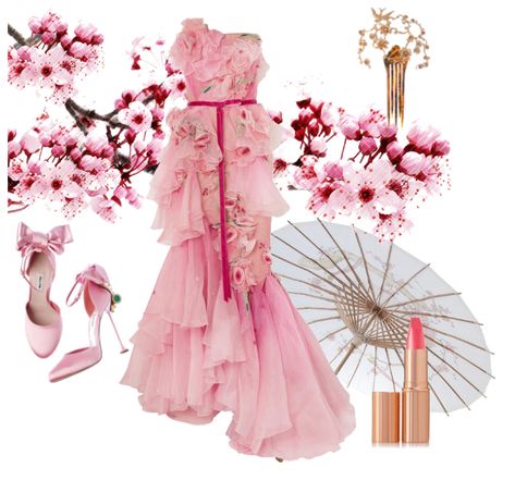 Cherry blossoms in spring Outfit | ShopLook Japanese Cherry Blossom Outfit, Sakura Blossom Outfit, Cherry Blossom Themed Outfit, Cherry Blossom Gown, Sakura Dress Cherry Blossoms, Sakura Outfits Cherry Blossoms, Sakura Inspired Outfits, Courthouse Outfit, Cherry Blossom Clothes