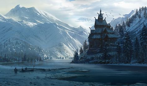 Norse Wallpaper, Wallpaper Backgrounds, Castle, Birds, Twitter, Art