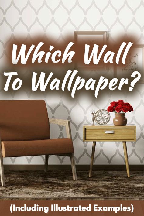 Which Wall To Wallpaper? (Including Illustrated Examples). Article by HomeDecorBliss.com #HDB #HomeDecorBliss #homedecor #homedecorideas Office Wallpaper, Wallpaper Accent Wall, Interior Designing, Wallpaper Bedroom, Accent Wallpaper, Best Interior Design, Cool Diy Projects, I Wallpaper, Simple Art