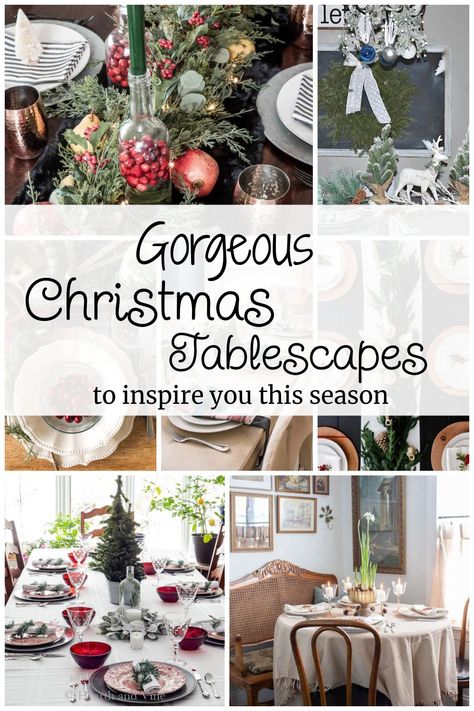 See this fabulous list of all the wonderful ideas for decorating your Christmas table this year. Simple and fancy tablescapes, and centerpieces in all kinds of decor for great inspiration to create your own and get you into the spirit. Christmas Dinner Table Settings, Christmas Dining Table Decor, Christmas Dining Table, Christmas Dining Room, Christmas Dinner Table, Christmas Table Centerpieces, Christmas Tablescape, Dinner Table Setting, Dinner Table Decor