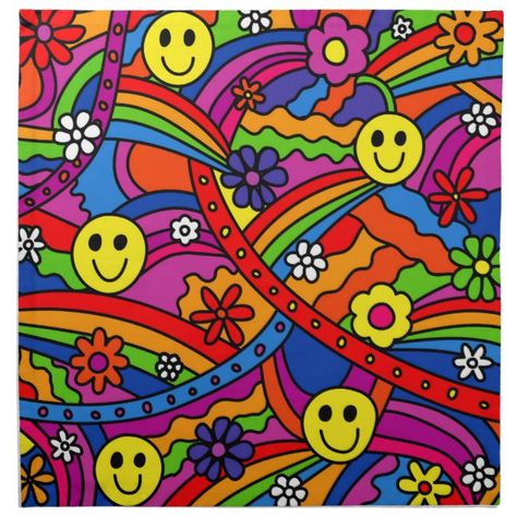 Face Rainbow and Flower Hippy Pattern Napkin #rainbowpattern #hippypattern #face #retro #rainbow  http://bit.ly/2sGKFwE Rainbow gifts from hippygiftshop #rainbow #hippie #gifts Styl Indie, Hippie Drawing, Arte Hippy, Foto Muro Collage, Wallpaper Hippie, Trippy Wall, Collage Mural, Art Hippie, Hippie Baby