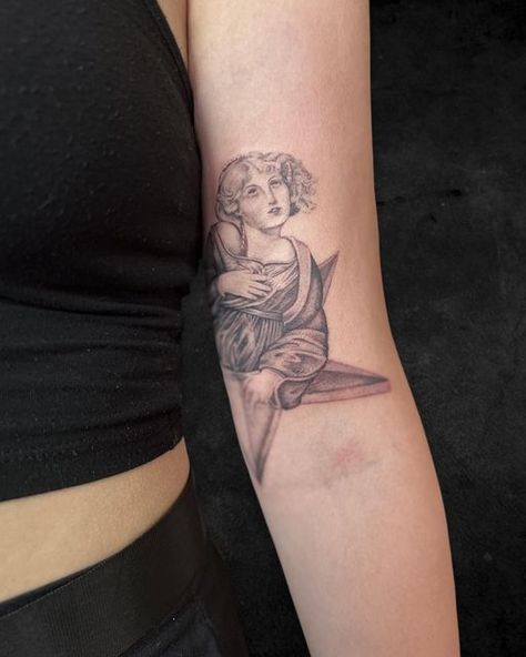 Daphne Flowers on Instagram: "Mellon Collie and the Infinite Sadness. Thank you for the trust and sitting so well for your first!! Really enjoyed working on this @smashingpumpkins’s album art piece. - #fineline #finelinetattoo #3rl #3rltattoo #bngtattoo #blackandgreytattoo #smashingpumpkins #melloncollieandtheinfinitesadness #albumart" Zero Smashing Pumpkins Tattoo, Sublime Tattoo Lyrics, Mellon Collie Tattoo, Mellon Collie And The Infinite Tattoo, Smashing Pumpkins Tattoo Ideas, Pixies Tattoo Band, Neutral Milk Hotel Tattoo, The Cranberries Tattoo, Radio Head Tattoo