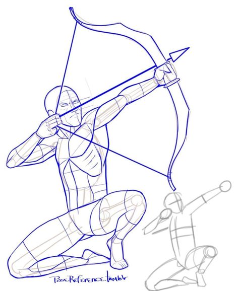 Anime Archer Pose Reference, Archer Reference Pose Drawing, Female Archer Pose Reference, Archer Pose Reference Drawings, Archer Drawing Poses, Archer Pose Reference Male, Pose Reference Archer, Archery Drawing Reference, Archer Drawing Reference