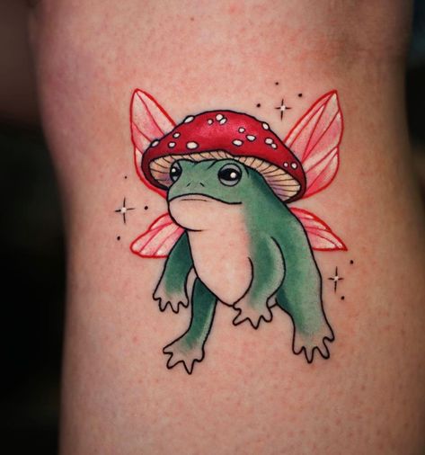 𝚋𝚛𝚘𝚘𝚔𝚎 on Instagram: “he didn’t choose the fairy life, the fairy life chose him 🧚🏻🐸🍄 will never say no to a good frog with a good hat, thank you so much Nicole!…” Fairy Life, Left Arm Tattoos, Frog Tattoo, Never Say No, Frog Tattoos, Awesome Tattoos, Never Say Never, Cute Frogs, The Fairy