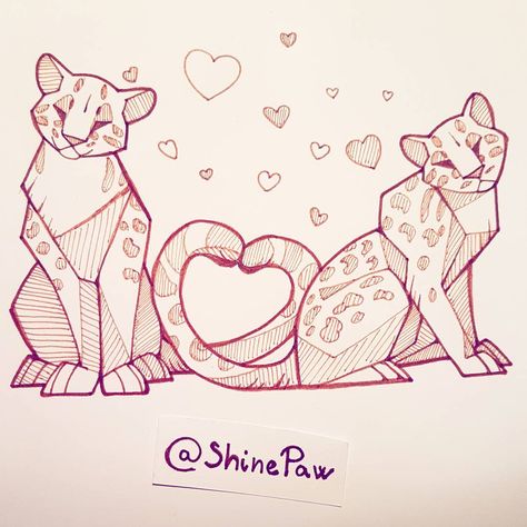 Cute Drawings For Valentines Day, Animal Lover Drawing, Valentines Day Drawings Art, Happy Valentines Day Drawings, Ocelot Drawing, Animal Couple Drawing, Valentine’s Day Drawing, Valentines Day Drawings Art Ideas, Valentines Day Sketches