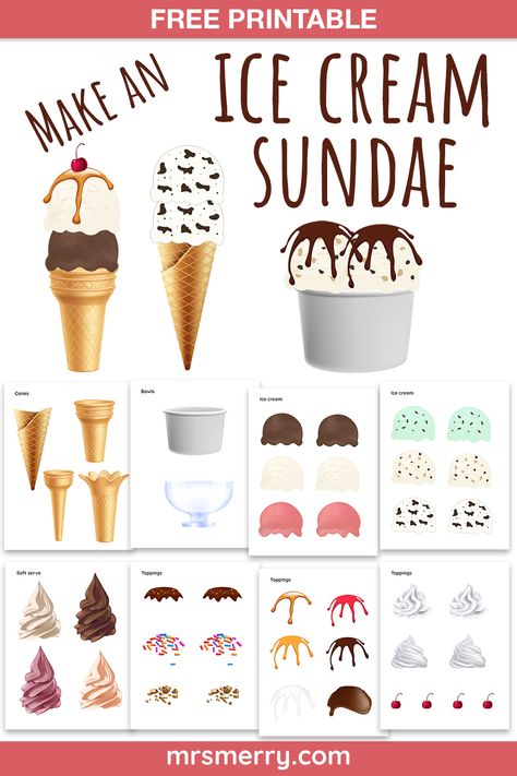 Our ice cream craft free printable is an awesome diy kid activity that will keep kids busy creating their very own ice cream sundae or cone. Comes with 8 pages of ice cream and toppings. #printablepapertoys #freeprintables #kidactivitiesprintables #papercraftkids #papercrafttemplates #kidspreschoolprintables #icecreamsundaecraft #kidscraftsprintables #buildyourownfood Ice Cream Craft, Ice Cream Crafts, Paper Toy Printable, Diy Kid Activities, Keep Kids Busy, Ice Cream Theme, Kartu Valentine, Ice Cream Toppings, Lost 100 Pounds