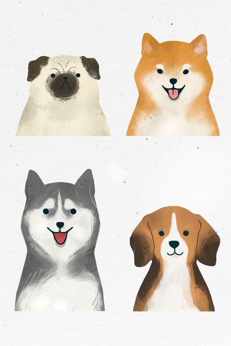 Watercolor painted dog reeds set template | premium image by rawpixel.com / nunny Puppy Dog Nursery, Black Shiba, Cat And Dog Tattoo, Cat And Dog Drawing, Dog Watercolor Painting, Corgi Drawing, Dog Background, Shiba Dog, Puppy Portraits