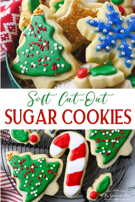 Soft Cutout Sugar Cookie Recipe, Soft Cut Out Sugar Cookies, Easy Sugar Cookie Recipe, The Best Sugar Cookie Recipe, Christmas Cookie Tray, Homemade Icing, Cut Out Sugar Cookies, Christmas Sugar Cookie Recipe, Best Sugar Cookie