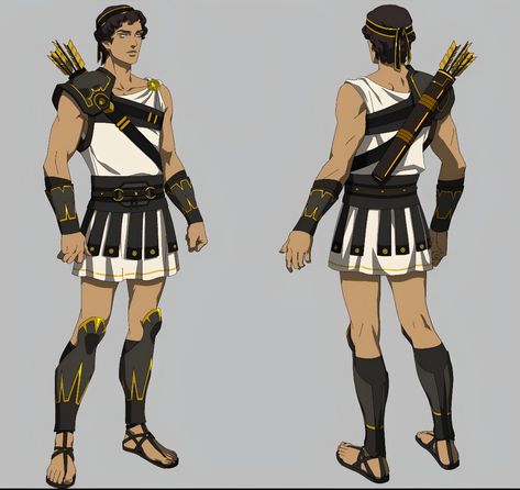 Hermes God Outfit, Greek Warrior Outfit, Greek Armor Design, Ancient Greek Character Design, Heron Blood Of Zeus, Ancient Greek Armor, Greek Cosplay, Greek Character Design, Gladiator Outfit