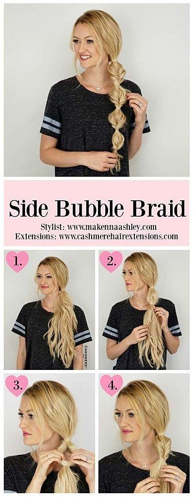 Best Hair Braiding Tutorials - Side Bubble Braid Tutorial - Easy Step by Step Tutorials for Braids - How To Braid Fishtail, French Braids, Flower Crown, Side Braids, Cornrows, Updos - Cool Braided Hairstyles for Girls, Teens and Women - School, Day and Evening, Boho, Casual and Formal Looks diyprojectsfortee... #QuickBraid #QuickBraidedHairstyle  click for info. Side Bubble Braid, Braids Tutorial Easy, Easy Formal Hairstyles, Cashmere Hair, Girls School Hairstyles, Dunner Wordend Haar, Bubble Braid, Fishtail Braid, Cool Braid Hairstyles