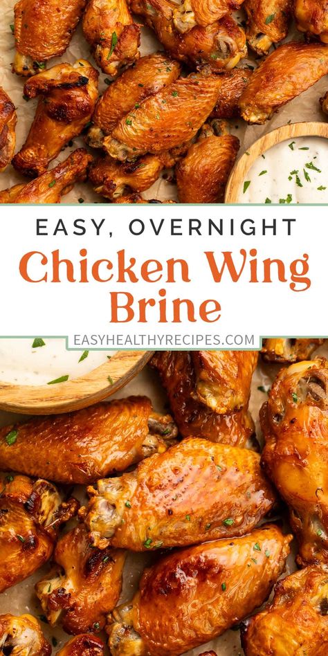 Once you know how to brine chicken wings like a pro, your game days and watch parties will never be the same! This simple chicken brine recipe gives wings SO much incredible flavor in every juicy bite and ensures your wings are nice and tender, even with the crispiest skins. With instructions for perfectly broiled chicken wings included, this will definitely be your new go-to wing recipe! How To Brine Chicken Wings, Brining Chicken Wings, Chicken Brine Recipe Ovens, Chicken Wing Brine Recipes, Brine For Chicken Breast, Chicken Wings Brine, Broiled Chicken Wings, Brine Chicken Wings, Brine For Chicken Wings Recipe