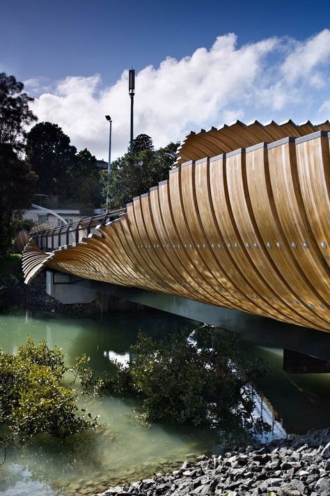 Onepoto Footbridge - Picture gallery Water Pavilion, Bridges Architecture, Balustrade Design, Architecture Ideas, Full Picture, Pedestrian Bridge, Bridge Design, Auckland New Zealand, Environmental Design