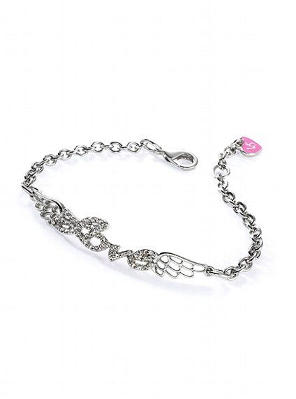 "Love" bracelet with angel wings from VictoriasSecret.com - Pi Phi Love Victoria Secret Wings, Victoria Secret Jewelry, Angel Wing Bracelet, Angel Bracelet, Best Bras, Vs Angels, Pink Jewelry, Cute Bracelets, Pink Summer