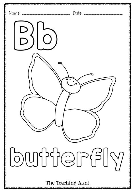 B is for Butterfly Art and Craft - The Teaching Aunt B Is For Butterfly Preschool, B For Butterfly Craft, Butterfly Art Work, Butterfly Worksheets Preschool, B Is For Butterfly Craft, B For Butterfly, B Is For Butterfly, Spring Insects, B Butterfly