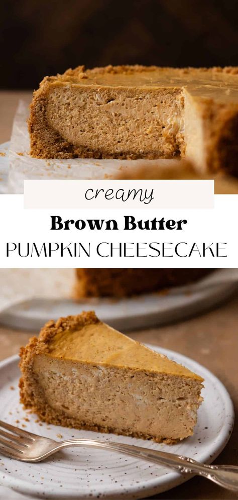 Brown Butter Pumpkin Cheesecake – Dollop of Dough Fall And Thanksgiving, Cake Carrier, Soften Cream Cheese, Graham Cracker Crust, Pumpkin Cheesecake, Graham Cracker Crumbs, Graham Cracker, Fall Desserts, Vegetarian Cheese