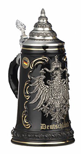 German Beer Stein black Deutschland pewter eagle Stein 05 liter tankard beer mug KI 415SZA 05L Deutschland -- See this great product. Budweiser Clydesdales, Pewter Tankard, Home Brewing Equipment, Cuckoo Clocks, German Beer Steins, Scotland Castles, Handmade Cups, Brewing Equipment, German Pottery