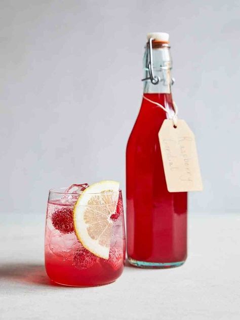 Summer cordial | Jamie Oliver recipes Refreshing Recipes, Raspberry Cordial, Cordial Recipe, Jamie Oliver Recipes, Raspberry Recipes, Nutrition Drinks, Lemon Raspberry, Fruit Drinks, Cocktail Making