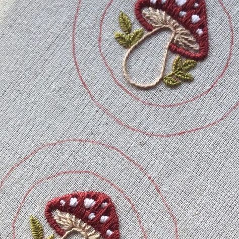 Emma | er.embroidery 🪡🌸🌱 on Instagram: "🍄🌿🪡 Mushroom Car Charms available at erembroidery.com | They’re perfect to add a little decoration to your car rear view mirror! . . . #handembroidery #modernembroidery #embroideryart #embroideryhoop" Hand Embroidered Mushroom, Easy Mushroom Embroidery, Embroidery Mushrooms Simple, Embroidery Mushrooms, Car Embroidery, Mushroom Embroidery, Clothing Alterations, Clothes Embroidery, Clothes Embroidery Diy