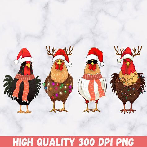 Christmas Chicken Drawing, Christmas Animals Drawing, Chicken Clipart, Painted Window Art, Chicken Png, Chicken Illustration, Chicken Christmas, Christmas Chicken, Fancy Chickens