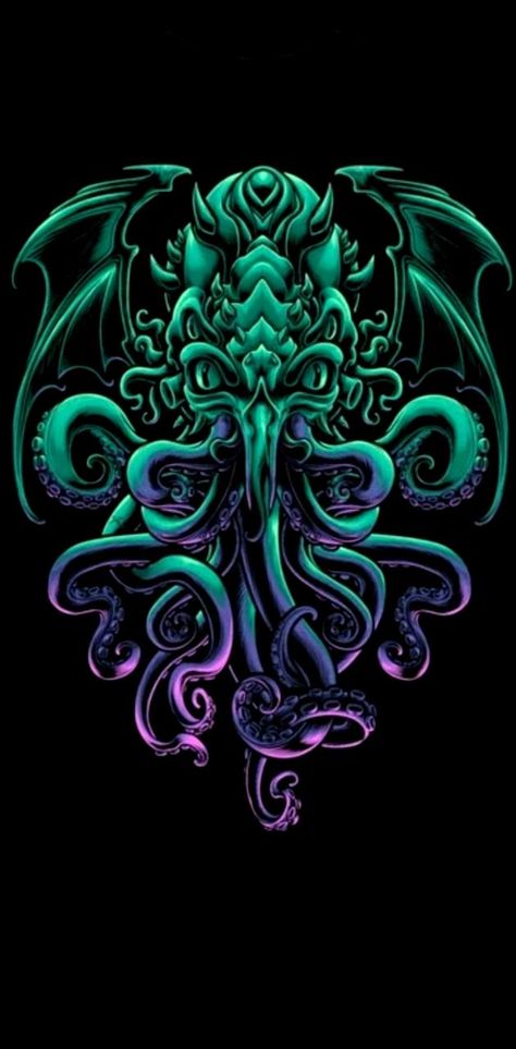 Cthulhu Wallpaper Iphone, Cthulhu Wallpaper, Cthulhu Tattoo, Lovecraft Art, Mythological Creatures, Cool Backgrounds, Cthulhu, Home Wallpaper, Android Wallpaper