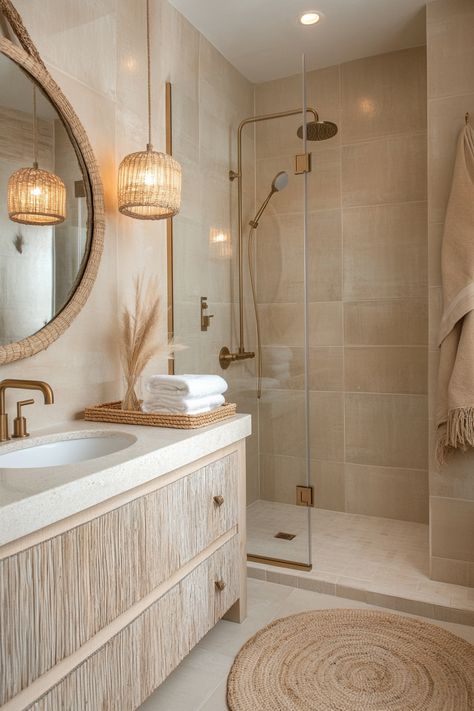 Transform your space with these cozy modern bathroom ideas! Natural textures and warm tones create a serene and inviting vibe. Discover how to blend style and comfort effortlessly. #BathroomDesign #ModernDecor #HomeInspiration Bathroom Ideas Natural, Warm Bathroom Ideas, Cozy Modern Bathroom, Natural Bathroom Design, Earthy Bathroom, Organic Modern Bathroom, Warm Bathroom, Interior Decoration Ideas, Modern Bathroom Ideas