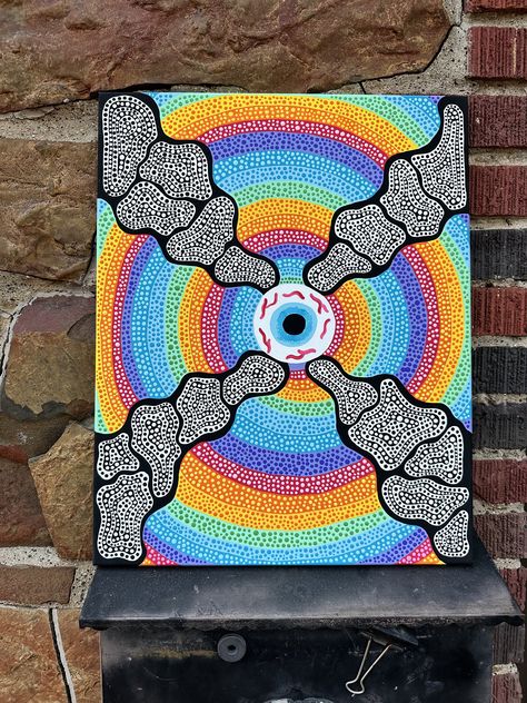 Original painting of 'Eye Love U' - 16x20 acrylic on canvas  - hand painted by me 🌈 Trippy Rainbow Art, Painting Trippy, Trippy Rainbow, Markers Drawing Ideas, Markers Drawing, Art Trippy, Art Spiritual, Doodle Inspiration, Rainbow Wall Art