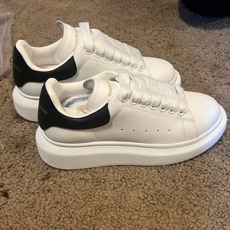 Women's Alexander Mcqueens Oversized Sneaker In White/Black Size 5.5. They Are Brand New. Never Worn. Perfect Condition. No Markings Or Scuffs. Comes With Extra Laces As Well. Mc Queen Alexander Shoes, Alexander Mcqueen Zapatos, Alexander Shoes, Shoes Alexander Mcqueen, Alexander Mcqueen Oversized Sneaker, Alexander Mcqueens, Alexander Mcqueen Sneakers, Mcqueen Shoes, Mcqueen Sneakers