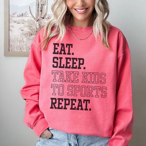 This Sports Mom Sweatshirt or Sports Mom Era Sweatshirt is perfect to wear to watch your favorite Athlete. This is also a great Gift for Mom Team Coach Daughter or Son. Welcome to Sportz Moms!  This Comfort Colors Sweatshirt is made using an industrial-grade direct-to-garment printer for a long-lasting and soft feel! 👚SIZING Please double-check your sizing before placing an order. The Sizing Chart is in our listing photos. This shirt is a Relaxed fit.  👚WHEN CAN I EXPECT MY ORDER *WE OFFER FREE SHIPPING* Processing Time: 1-5 business days Shipping Time: 2-4 business days Please see the shipping estimate at checkout based on your specific location. We ship via USPS and DO NOT assume responsibility for Post Office/Shipping delays and issues. We DO put great emphasis on our Customer Service Sports Mom Gifts, Sports Mom Shirts, Team Mom, Mom Era, Comfort Colors Sweatshirt, Cute Shirt Designs, Vinyl Shirts, Sports Mom, Mom Sweatshirt