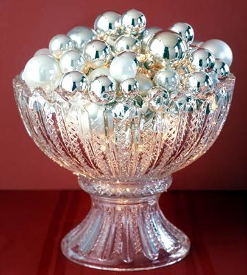 Putting sparkly ornaments in a punch bowl is a quick and easy centerpiece! More decorating ideas: http://www.bhg.com/christmas/ornaments/decorating-with-christmas-ornaments/?socsrc=bhgpin112813ornamentcenterpiece&page=21 Simple Centerpieces, Punch Bowls, Christmas Ornament Crafts, Noel Christmas, Christmas Centerpieces, Christmas Deco, Christmas Joy, Christmas Inspiration, Jingle Bells