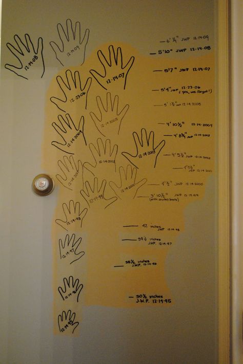 growth chart Wall Growth Chart, Kids Growth Chart, Growth Charts, Hand Prints, Height Chart, Growth Chart, Square Paper, Making Memories, Family Traditions