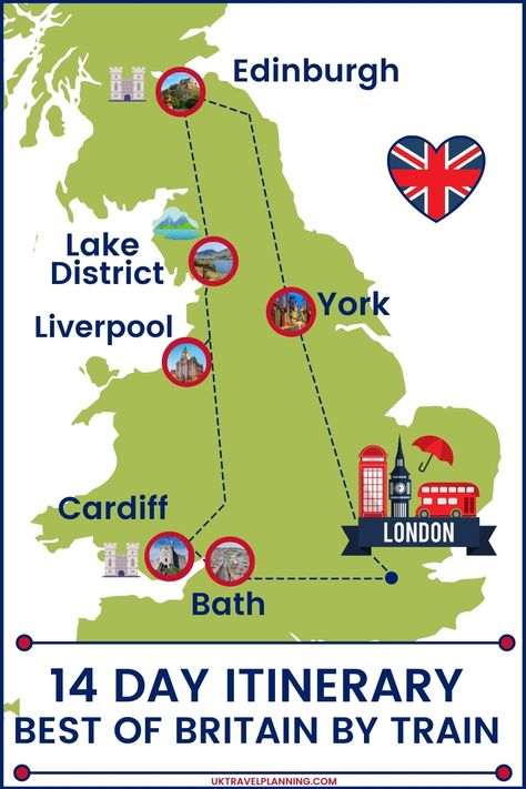 See the best of Britain by train (2 week itinerary + maps & tips) Uk Train Travel, England Itinerary 2 Weeks, Uk Itinerary 2 Weeks, United Kingdom Travel Itinerary, England By Train, Uk Trip Itinerary, Scottish Vacation, Uk Itinerary, Uk Roadtrip